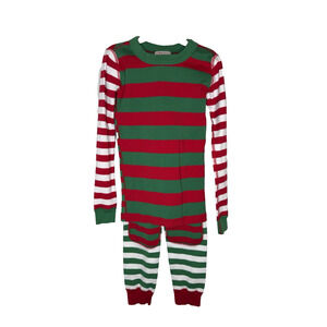 Hanna Anderson Children’s Pajama Set Size 6-7 Red Green White Stripe